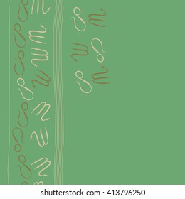 Vertical seamless  pattern of zodiac signs, doodles, object, scorpio,lions, stripes, copy space. Hand drawn.
