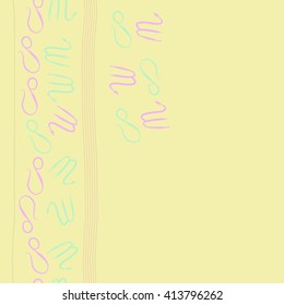 Vertical seamless  pattern of zodiac signs, doodles, object, scorpio,lions, stripes, copy space. Hand drawn.