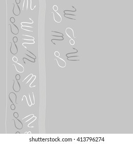 Vertical seamless  pattern of zodiac signs, doodles, object, scorpio,lions, stripes, copy space. Hand drawn.