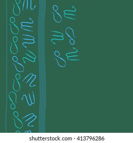 Vertical seamless  pattern of zodiac signs, doodles, object, scorpio,lions, stripes, copy space. Hand drawn.