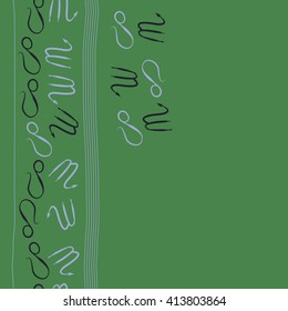 Vertical seamless  pattern of zodiac signs, doodles, object, scorpio,lions, stripes, copy space. Hand drawn.