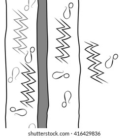 Vertical seamless pattern of zodiac signs, doodles, object,aquarius,lions, zigzag,stripes, copy space. Hand drawn.
