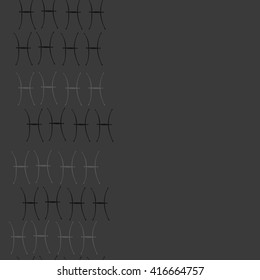 Vertical seamless pattern of zodiac signs, doodles, object,pisces, copy space. Hand drawn.