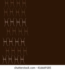 Vertical seamless pattern of zodiac signs, doodles, object,pisces, copy space. Hand drawn.