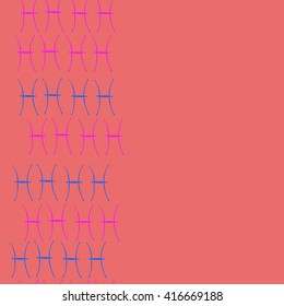 Vertical seamless pattern of zodiac signs, doodles, object,pisces, copy space. Hand drawn.