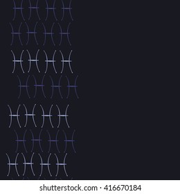 Vertical seamless pattern of zodiac signs, doodles, object,pisces, copy space. Hand drawn.