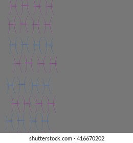 Vertical seamless pattern of zodiac signs, doodles, object,pisces, copy space. Hand drawn.