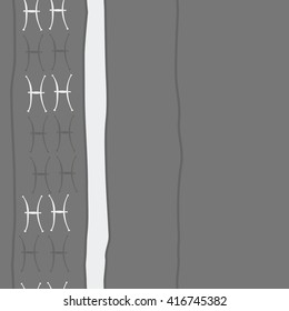 Vertical seamless pattern of zodiac signs, doodles, object,pisces, stripes, spot, copy space. Hand drawn.