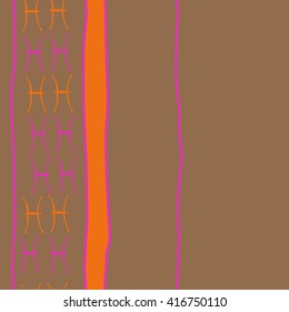 Vertical seamless pattern of zodiac signs, doodles, object,pisces, stripes, spot, copy space. Hand drawn.