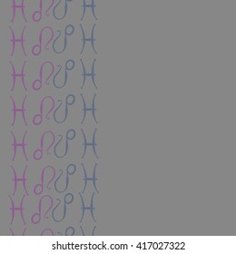 Vertical seamless pattern of zodiac signs, doodles, object,pisces,lions, copy space. Hand drawn.
