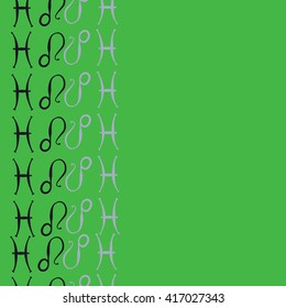 Vertical seamless pattern of zodiac signs, doodles, object,pisces,lions, copy space. Hand drawn.