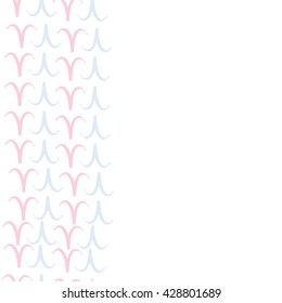 Vertical seamless pattern of zodiac signs, doodles,  object,aries, copy space. Hand drawn.