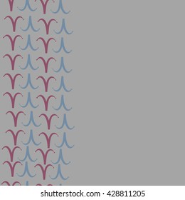 Vertical seamless pattern of zodiac signs, doodles,  object,aries, copy space. Hand drawn.