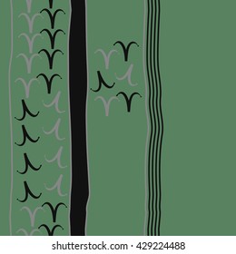 Vertical seamless  pattern of zodiac signs, doodles,  object,aries, copy space. Hand drawn.