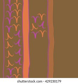 Vertical seamless  pattern of zodiac signs, doodles,  object,aries,stripes, spot, copy space. Hand drawn.