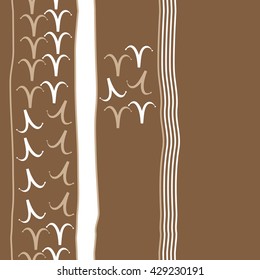 Vertical seamless  pattern of zodiac signs, doodles,  object,aries,stripes, spot, copy space. Hand drawn.