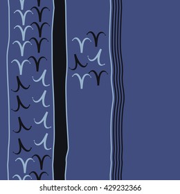 Vertical seamless  pattern of zodiac signs, doodles,  object,aries,stripes, spot, copy space. Hand drawn.