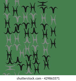 Vertical  seamless  pattern of zodiac signs, doodles,  object,aries, pisces,  copy space. Hand drawn.