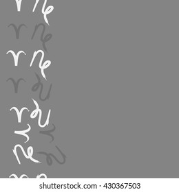 Vertical seamless  pattern of zodiac signs, doodles,  object,aries, capricorn, copy space. Hand drawn.
