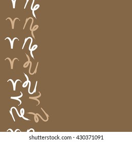 Vertical seamless  pattern of zodiac signs, doodles,  object,aries, capricorn, copy space. Hand drawn.