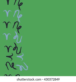 Vertical seamless  pattern of zodiac signs, doodles,  object,aries, capricorn, copy space. Hand drawn.