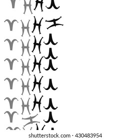 Vertical seamless  pattern of zodiac signs, doodles,  object,aries, pisces,  copy space. Hand drawn.