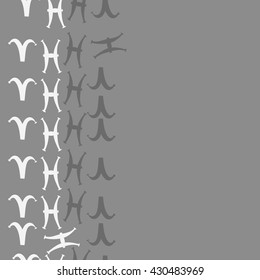 Vertical seamless  pattern of zodiac signs, doodles,  object,aries, pisces,  copy space. Hand drawn.
