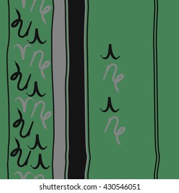 Vertical seamless  pattern of zodiac signs, doodles,  object,aries,capricorn, stripes, spots, copy space. Hand drawn.