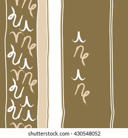 Vertical seamless  pattern of zodiac signs, doodles,  object,aries,capricorn, stripes, spots, copy space. Hand drawn.
