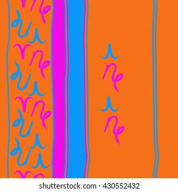 Vertical seamless  pattern of zodiac signs, doodles,  object,aries,capricorn, stripes, spots, copy space. Hand drawn.