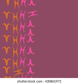 Vertical seamless  pattern of zodiac signs, doodles,  object,aries, pisces,  copy space. Hand drawn.