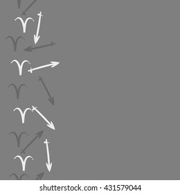 Vertical seamless  pattern of zodiac signs, doodles,  object,aries,sagittarius,  copy space. Hand drawn.