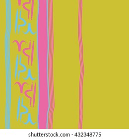 Vertical seamless  pattern of zodiac signs, doodles,  object,aries,libra, stripes, spot, copy space. Hand drawn.