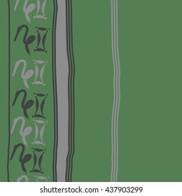 Vertical seamless pattern of zodiac signs, doodles,  object,gemini,capricorn, stripes, spot, copy space. Hand drawn.