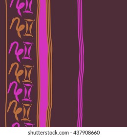 Vertical seamless pattern of zodiac signs, doodles,  object,gemini,capricorn, stripes, spot, copy space. Hand drawn.