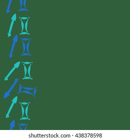 Vertical seamless pattern of zodiac signs, doodles,  object,gemini,sagittarius,copy space. Hand drawn.