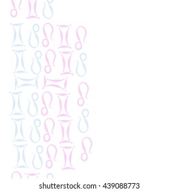 Vertical seamless pattern of zodiac signs, doodles,  object, gemini,lion,  copy space. Hand drawn.