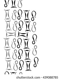 Vertical seamless pattern of zodiac signs, doodles,  object, gemini,lion,  copy space. Hand drawn.