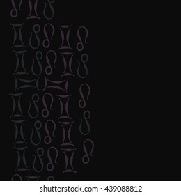 Vertical seamless pattern of zodiac signs, doodles,  object, gemini,lion,  copy space. Hand drawn.