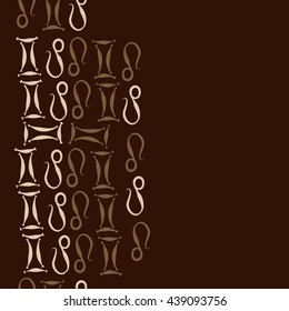 Vertical seamless pattern of zodiac signs, doodles,  object, gemini,lion,  copy space. Hand drawn.