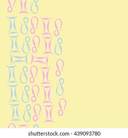 Vertical seamless pattern of zodiac signs, doodles,  object, gemini,lion,  copy space. Hand drawn.