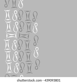 Vertical seamless pattern of zodiac signs, doodles,  object, gemini,lion,  copy space. Hand drawn.
