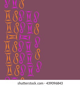Vertical seamless pattern of zodiac signs, doodles,  object, gemini,lion,  copy space. Hand drawn.