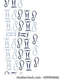Vertical seamless pattern of zodiac signs, doodles,  object, gemini,lion,  copy space. Hand drawn.