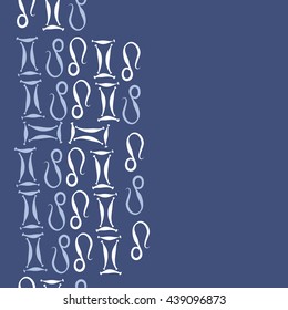 Vertical seamless pattern of zodiac signs, doodles,  object, gemini,lion,  copy space. Hand drawn.