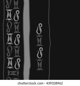 Vertical seamless pattern of zodiac signs, doodles,  object, gemini,lion, stripes, spot, copy space. Hand drawn.