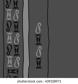 Vertical seamless pattern of zodiac signs, doodles,  object, gemini,lion, stripes, spot, copy space. Hand drawn.