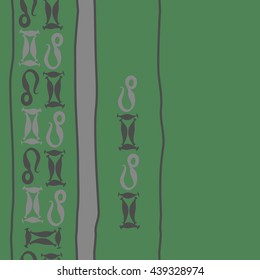 Vertical seamless pattern of zodiac signs, doodles,  object, gemini,lion, stripes, spot, copy space. Hand drawn.