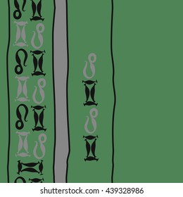 Vertical seamless pattern of zodiac signs, doodles,  object, gemini,lion, stripes, spot, copy space. Hand drawn.