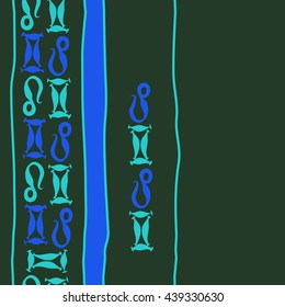 Vertical seamless pattern of zodiac signs, doodles,  object, gemini,lion, stripes, spot, copy space. Hand drawn.